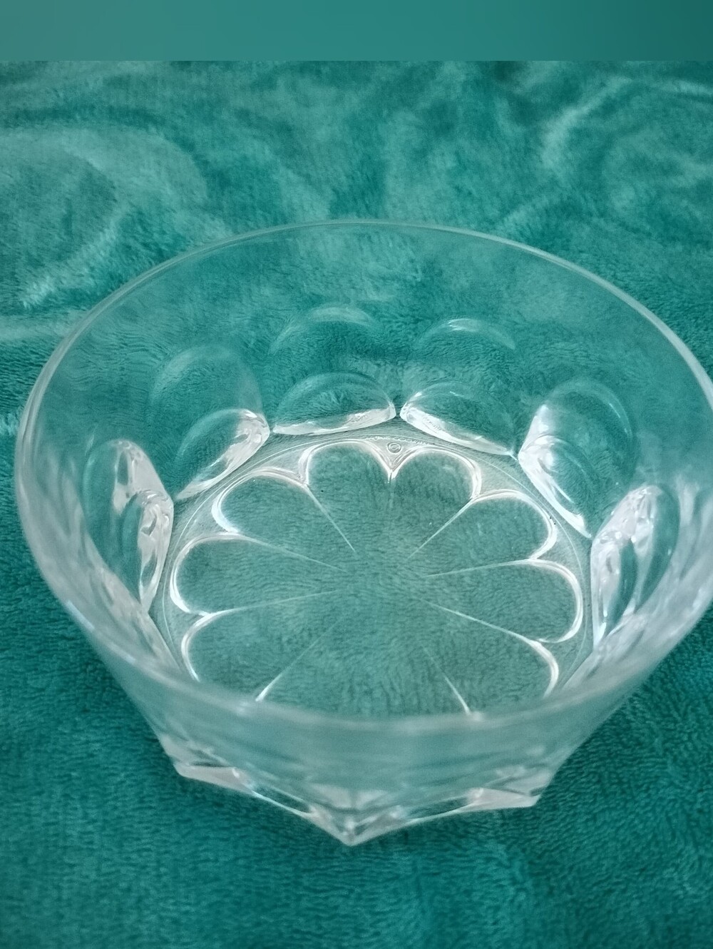 Vintage Duralex Clear Glass Bowl Thumbprint Daisy Design Saint Gobain France